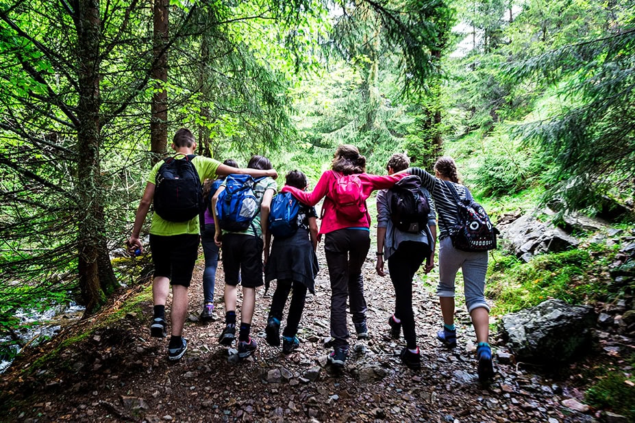 Group of teenagers outside in nature