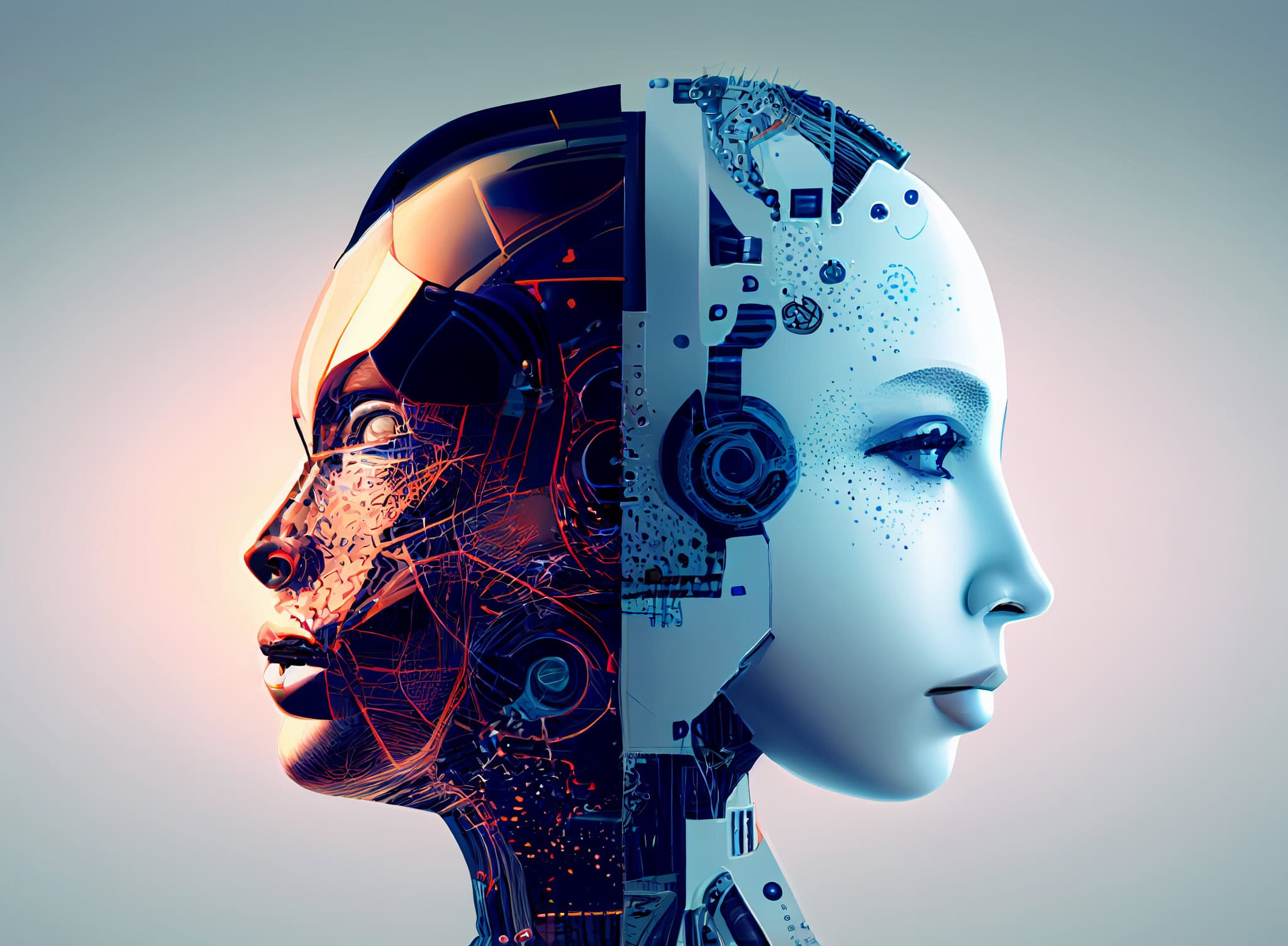 Janus head human - robotic