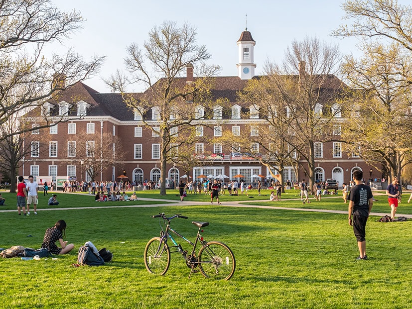 College students on university campus