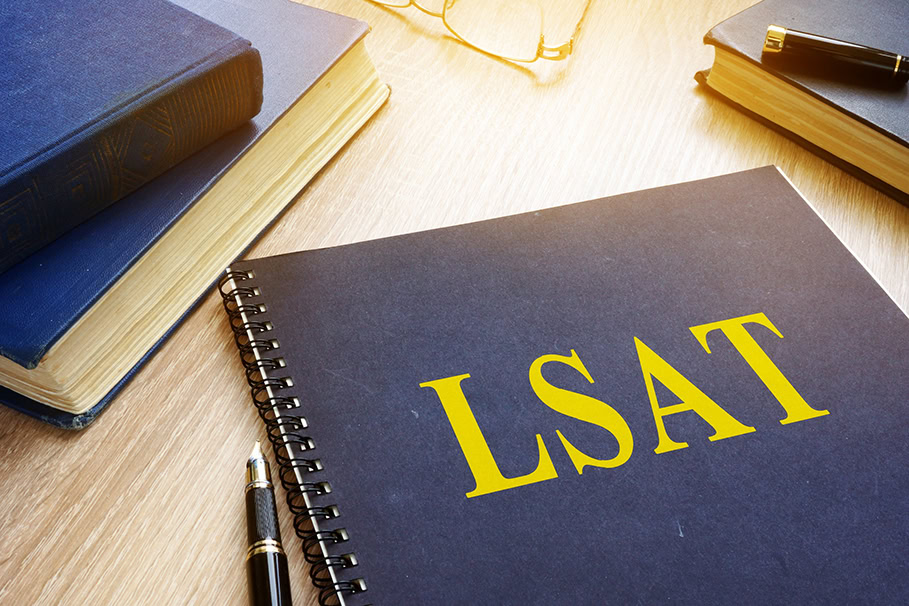 Photo of notebook with LSAT on cover