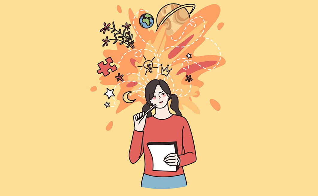 Illustration of student brainstorming