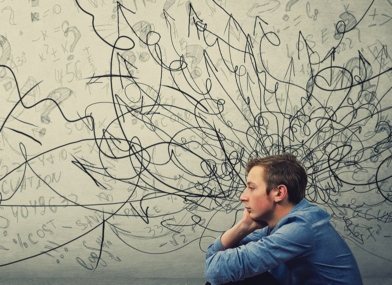 Concept of young person struggling with mental health