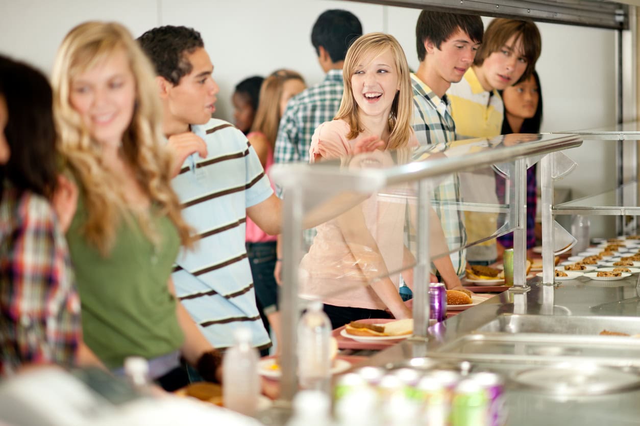 University students ordering food at a cafeteria