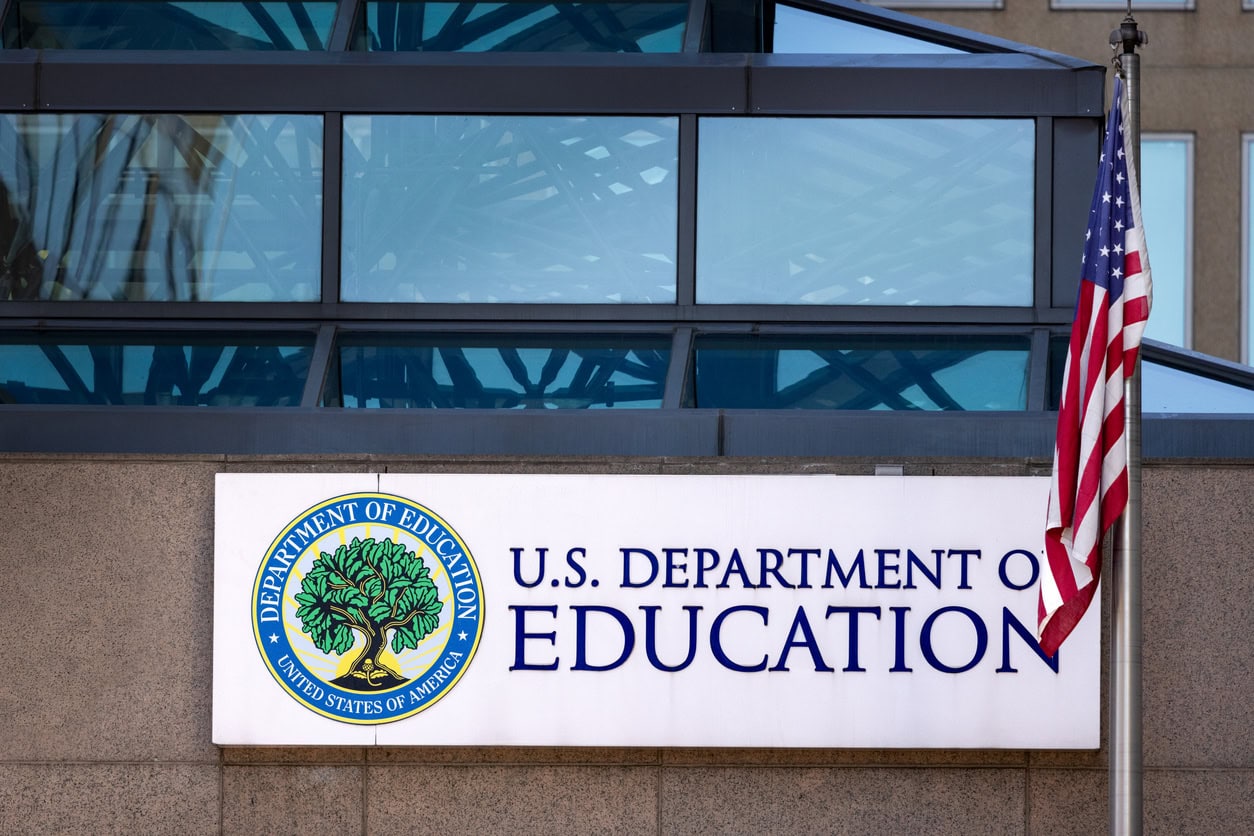 December 29, 2024, Washington, DC: Department of Education building in Washington, DC with American Flag