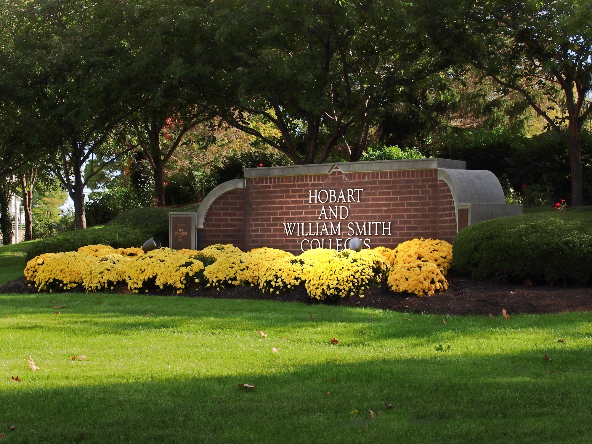 Geneva, New York, USA. October 21, 2017. The entrance sign to Hobart and William Smith Colleges in Geneva, New York