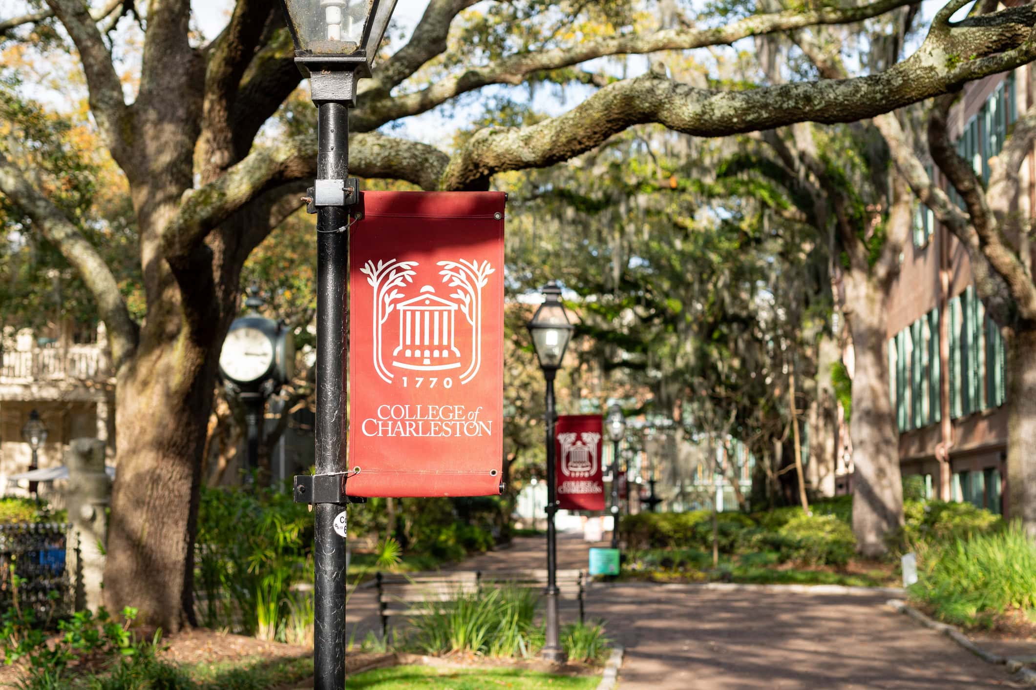 A sign for the College of Charleston, Charleston, South Carolina, USA.