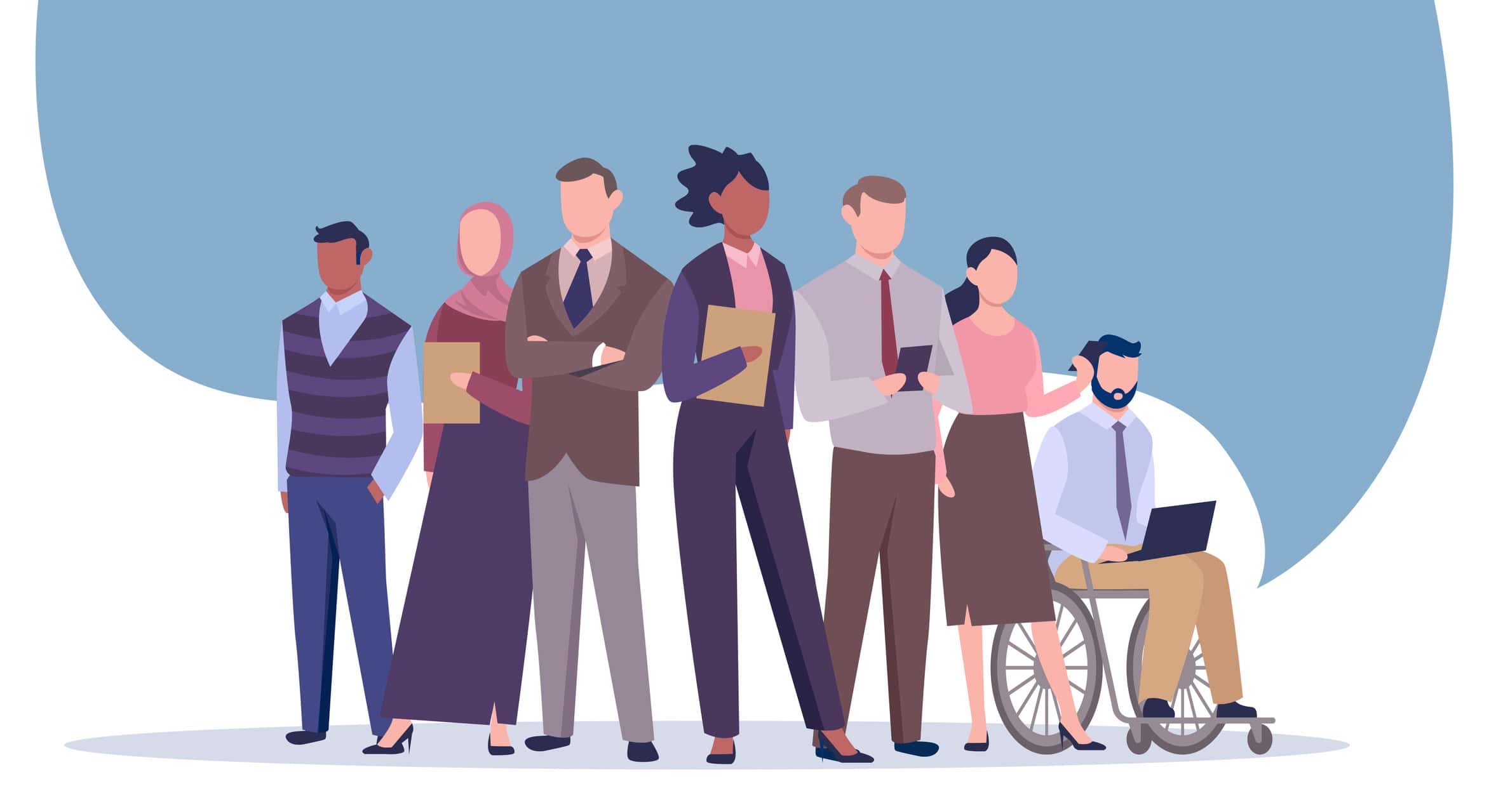 Multinational inclusive group of confident business people with a female leader