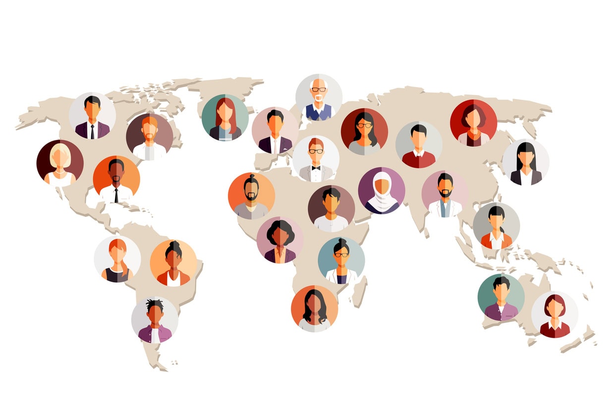 Portraits On World Map
