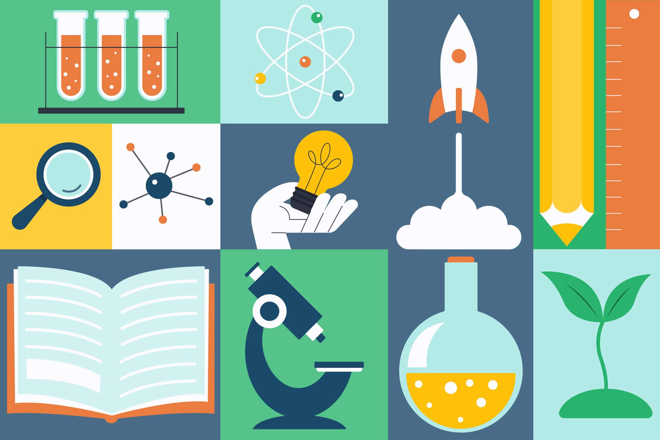 Education Web Banner. STEAM and STEM education. Science, Technology, Engineering, Arts, Mathematics.