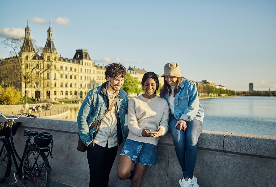College student friends out in Copenhagen