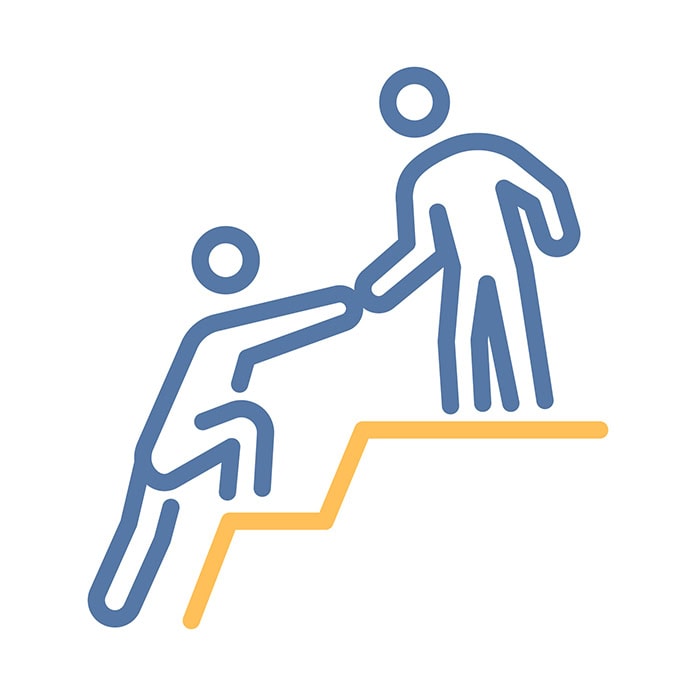 Person giving helping hand up icon